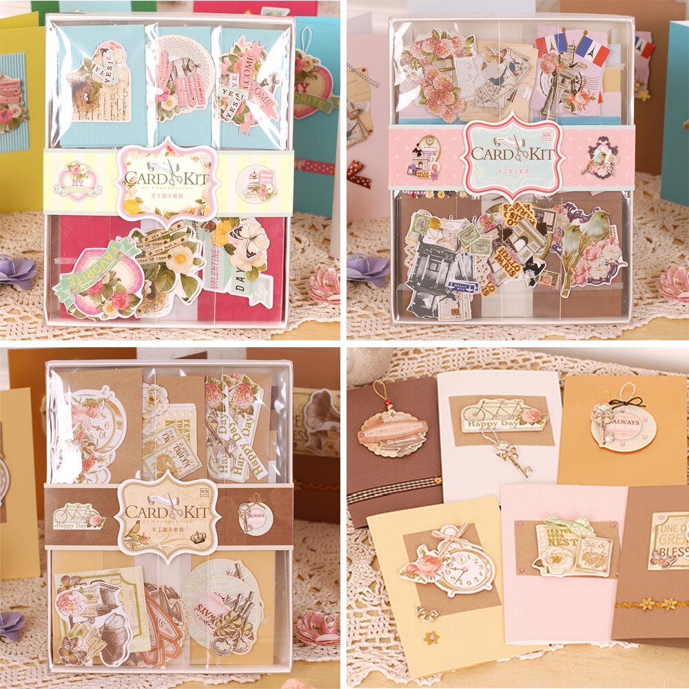 Eno Greeting Vintage Card Making Kit 12 Blank Greeting Cards with Envelopes Decoupage Scrapbooking Card Craft