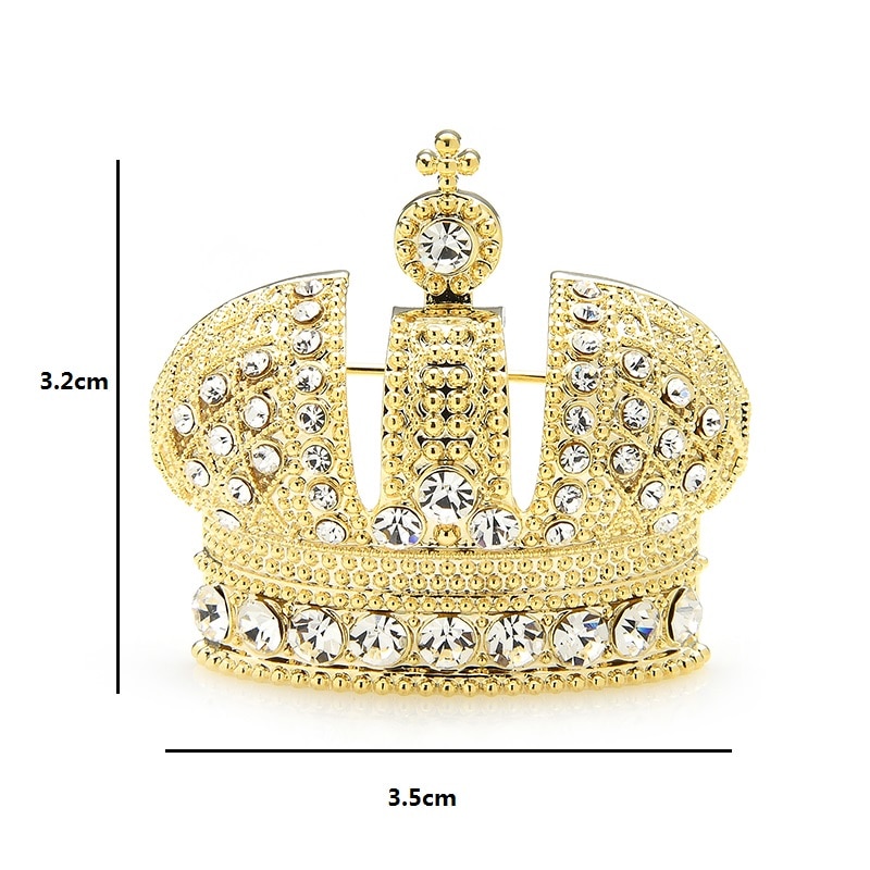 Wuli et broches à couronne scintillante pour femmes, couronne classique en 2 couleurs, pour fête de bureau, décontracté broches,