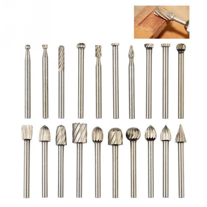 20 Pcs Rotary Tools Woodworking Carving Set High Speed Steel Drilling Shank File Engraving Tungsten DIY