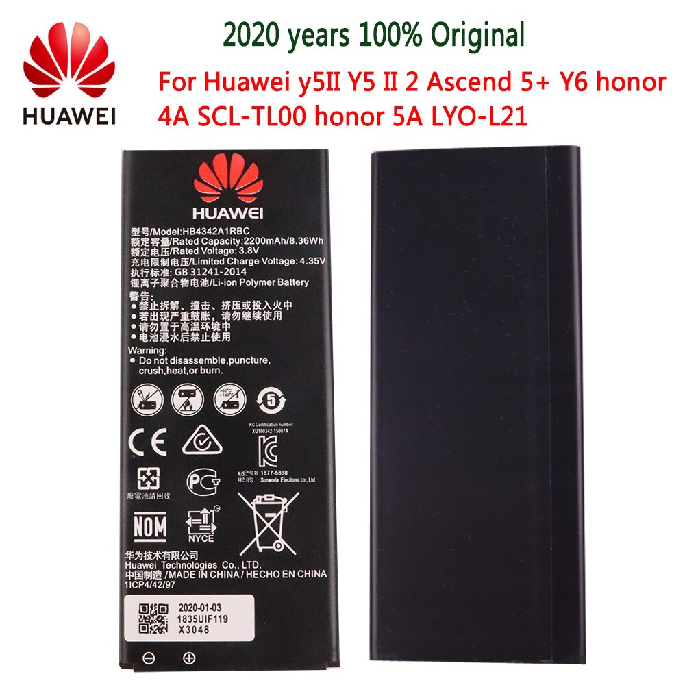 Jaar Batterij HB4342A1RBC Voor Huawei Y5II Y5 Ii 2 Ascend 5 + Y6 Honor 4A SCL-TL00 Honor 5A LYO-L21 2200Mah
