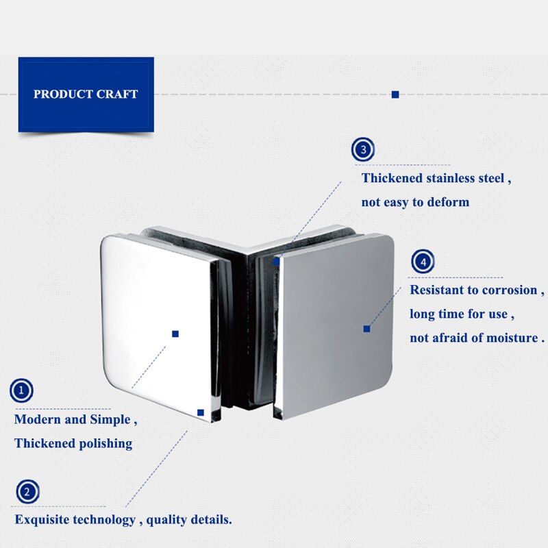 304 stainless steel 90 degree glass clip right angle fixed clip shower room hardware fittings door clip