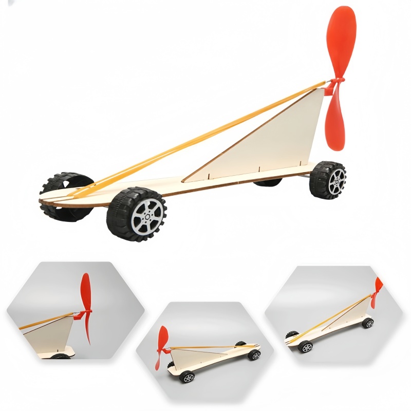 Diy bandas de goma de madera turbinas eólicas coches eléctricos juguetes científicos pequeños artesanías inventos hechos a mano montaje material didáctico
