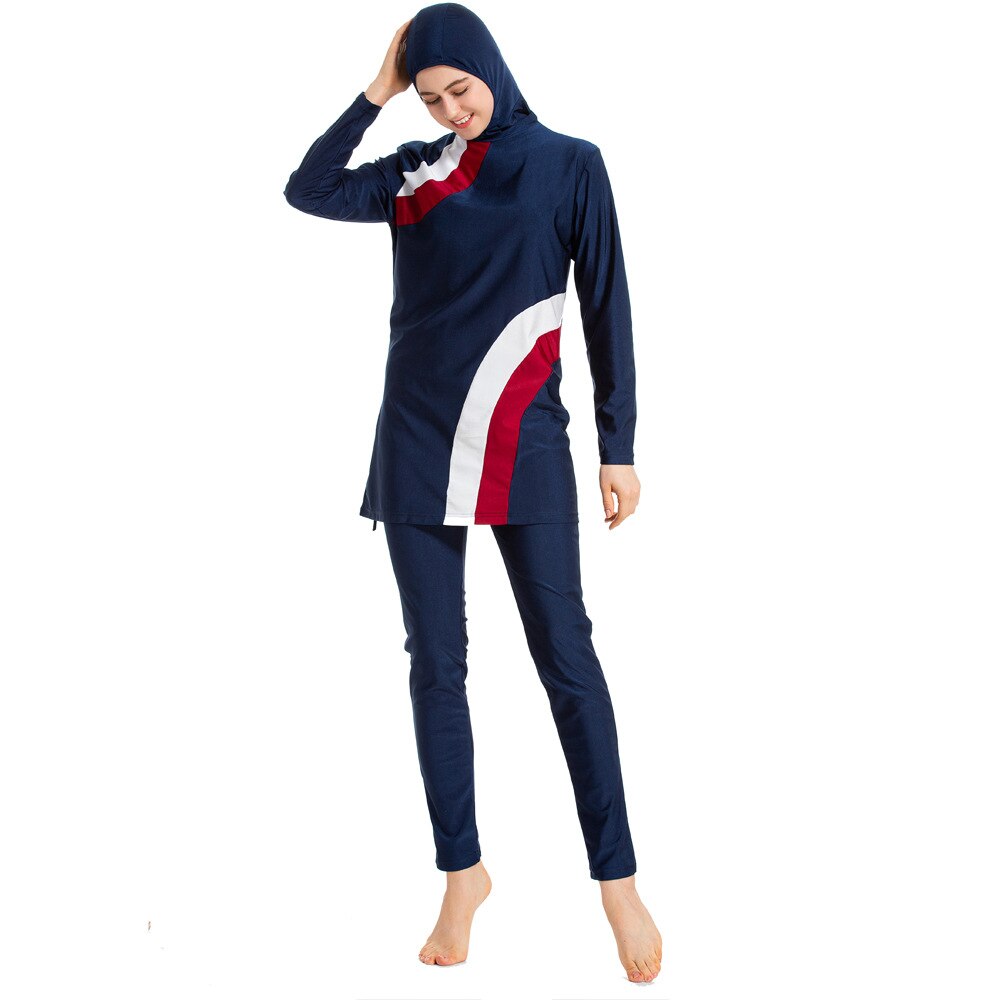 YONGSEN 2022 Women Burkinis Islam 2 Piece Islamic swimsuit Modest Muslim Swimwear Full Cover Short Sleeve Hijab Beachwear Print