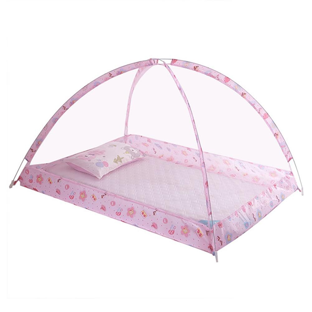 Bebê dome manual operação instalação redes bottomless crianças anti-mosquito à prova de poeira e à prova de vento mosquito net cama: pink