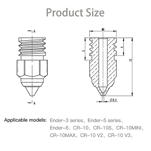 CREALITY 3D Original 5Stck 0.3/0.4/0.5/0.6/0,8 MM Hotend Extruder Düsen Für CR-6 SE Ender-3 V2 Ender-5 CR-10 V2 Drucker