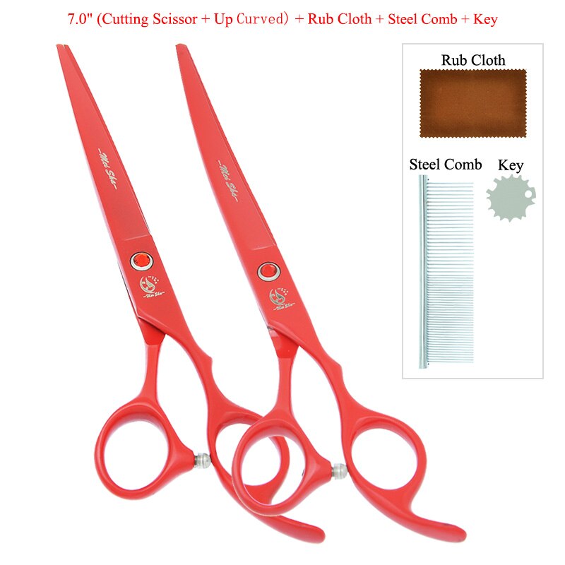 7.0 &quot;Hund Scheren Japan Stahl Hundesalon Schere Tiere Gerade Gebogen Schneiden Tijeras Ausdünnung Schere B0029A: B0029A-10-70