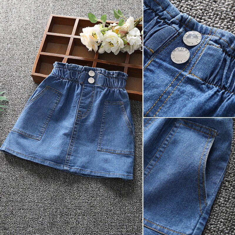 Jupes en Denim pour bébé fille, taille haute, pour enfant et adolescent, printemps été,