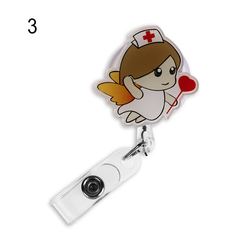 Una unidad de Mini insignia retráctil de dibujos animados, cordón para el carrete de Clip de enfermera, Tarjeta De Nombre de identificación, soporte, Clip, patrón de estudiante, insignia de enfermera, Clip: 3