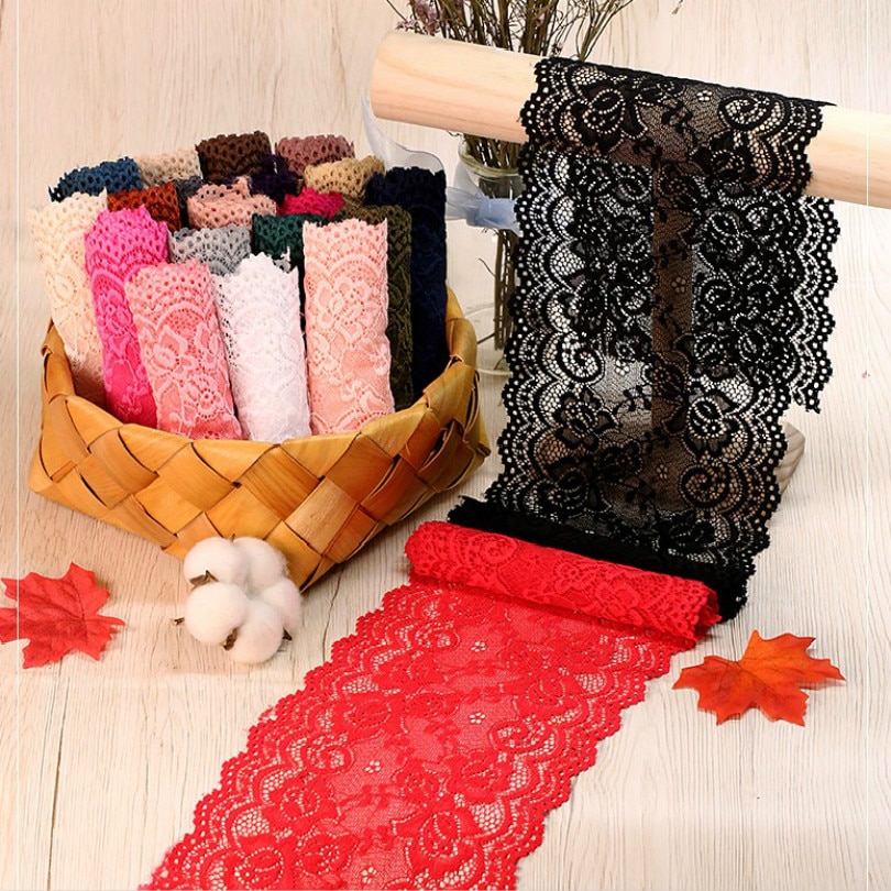Voile suisse large de 15CM diy | lacy, noir, blanc, gris, café, rouge, violet, 2 M/LOT,