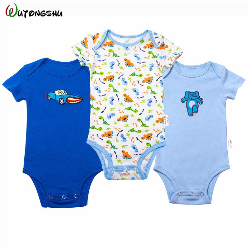 3 pçs/lote Bebê Recém-nascido Menina Bodysuits Do Bebê Menino Roupas 0-12M Macacão de Algodão Do Bebê Conjuntos de Roupas de Bebê