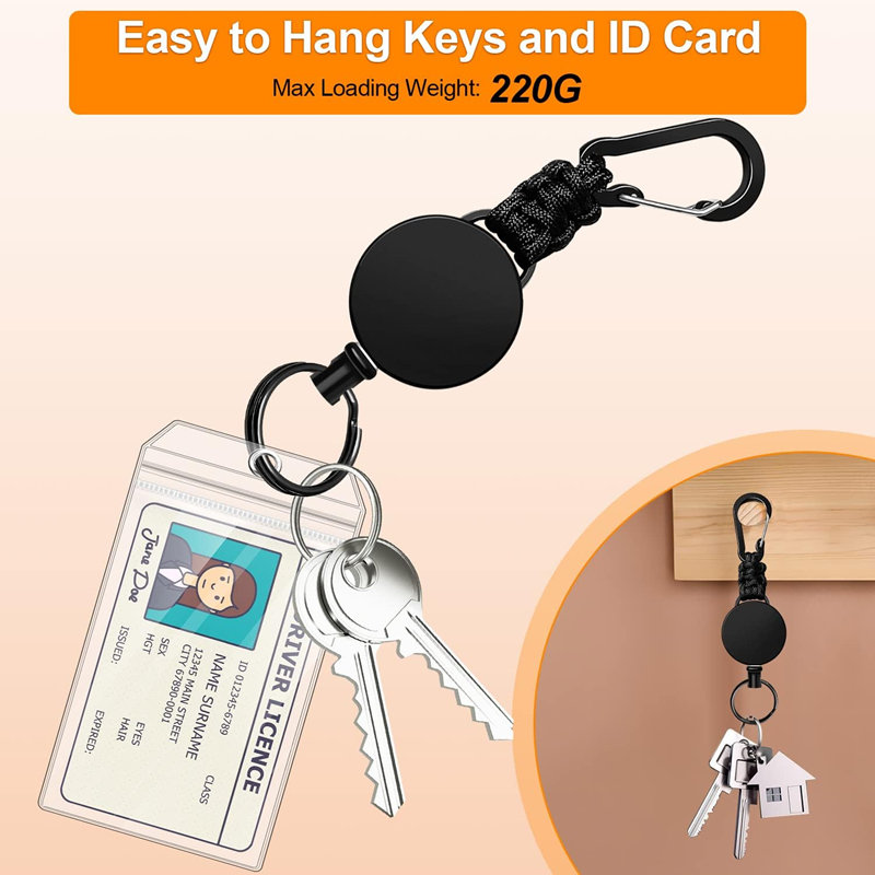 3/1PC Heavy Duty Retractable Key Chain Anti-theft Keychain with Carabiner Retractable Badges Holder Outdoor Multiple Tools ﻿