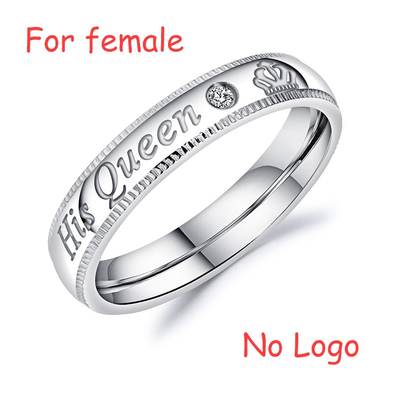 AZIZ BEKKAOUI DIY Engrave Name King & Queen Couple Rings Crown Silver Color Stainless Steel Rings Wedding Jewelry: 5 / no name for women