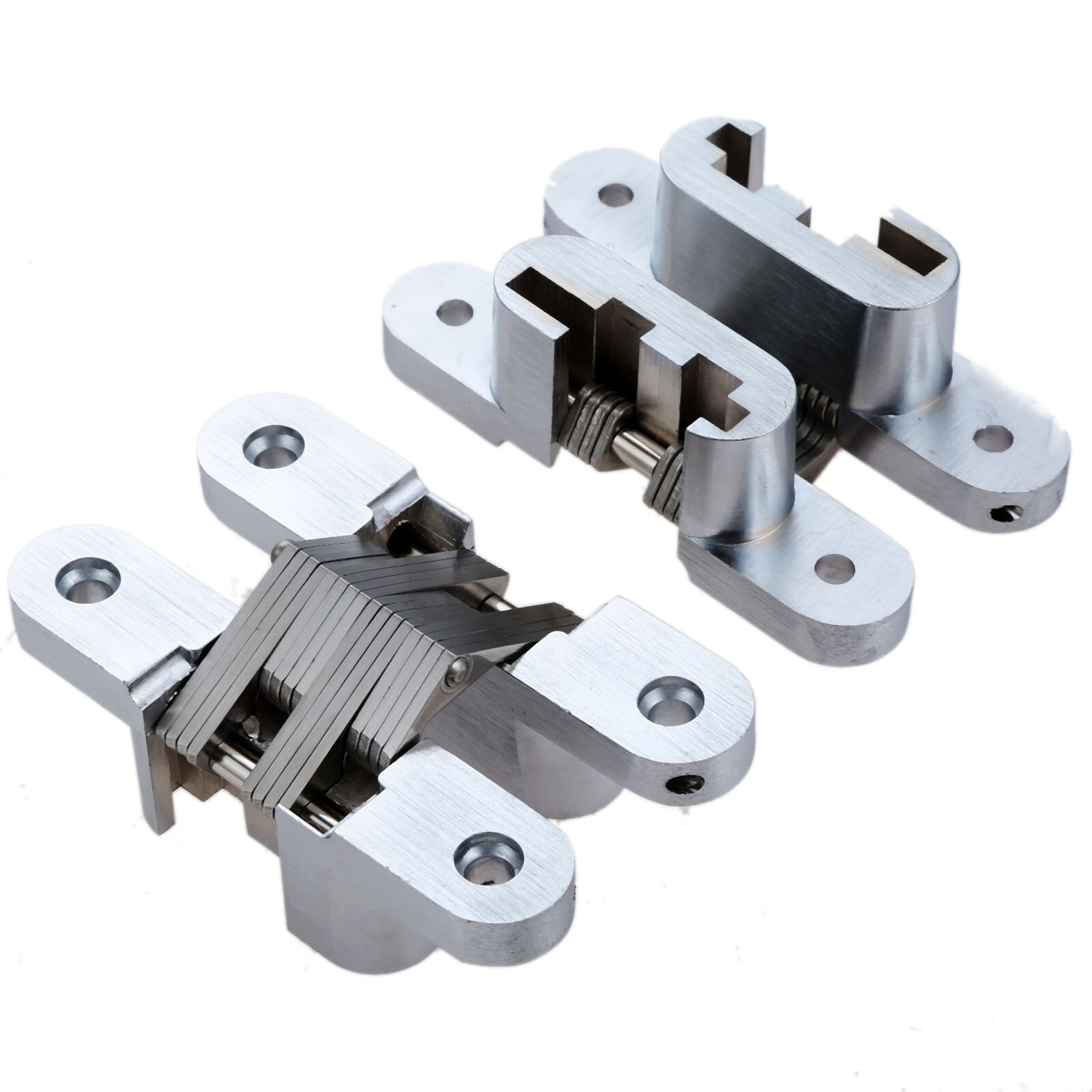 2pcs Door Hinges 304 Stainless Steel Hidden Invisible Concealed Folding Heavy Duty Kitchen/Garage Gate Hardware w/screw Fitting