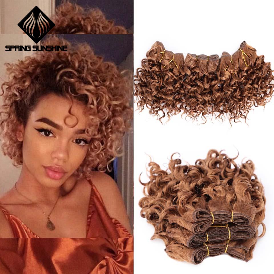 Spring sunshine Afro Kinky Curly Synthetic Weave Bouncy Jerry Curl Natural Short Hair Welf Bundles Black Hair Weaving 3Pcs/lot: #30