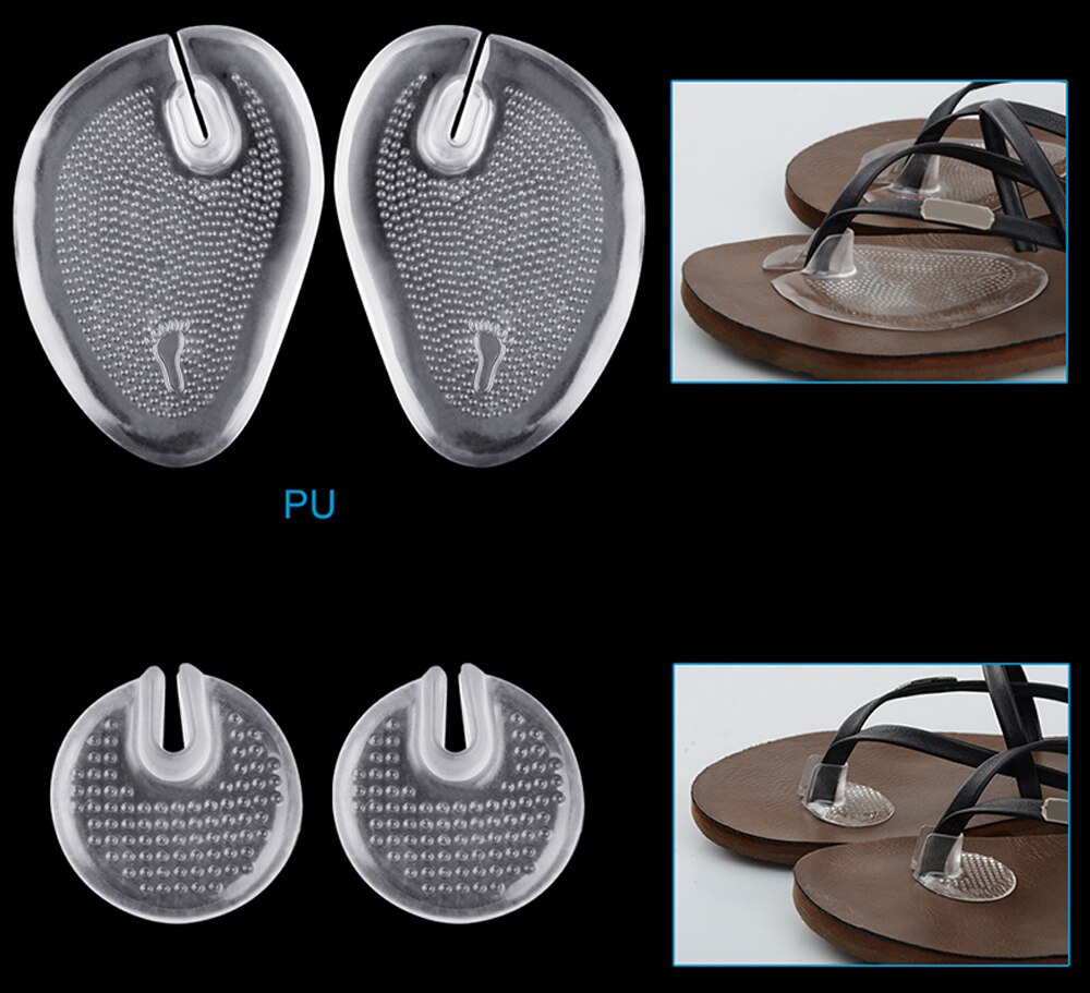 Almohadillas de silicona para el antepié, 2 pares, para sandalias, chanclas, zapatillas, antideslizantes