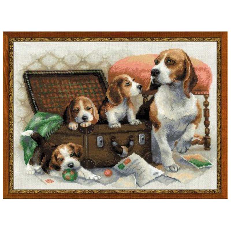 Honden In De Doos Patronen Geteld Kruissteek 11CT 14CT 18CT Diy Chinese Borduurpakketten Borduurwerk Handwerken Sets