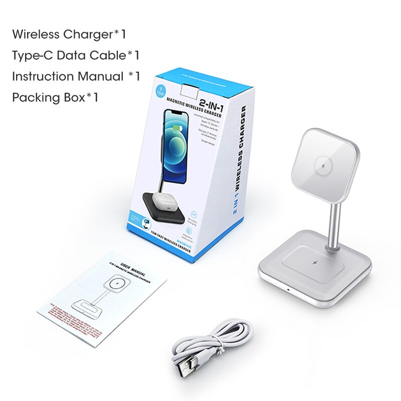 15W Magnetische Drahtlose Schnelle Ladegeräte Halfter für iPhone 12 13 Profi 2 in 1 Drahtlose Ladegerät Telefon Kopfhörer Uhr Ladung Niedrige Sitz: IL