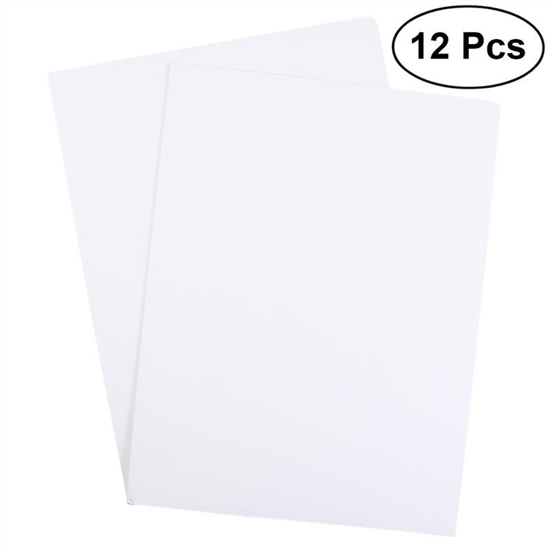 12Pcs A4 2Pockets Kraft Paper File Folder Brown Holder Document Folder Office Project File Presentation Folder: White
