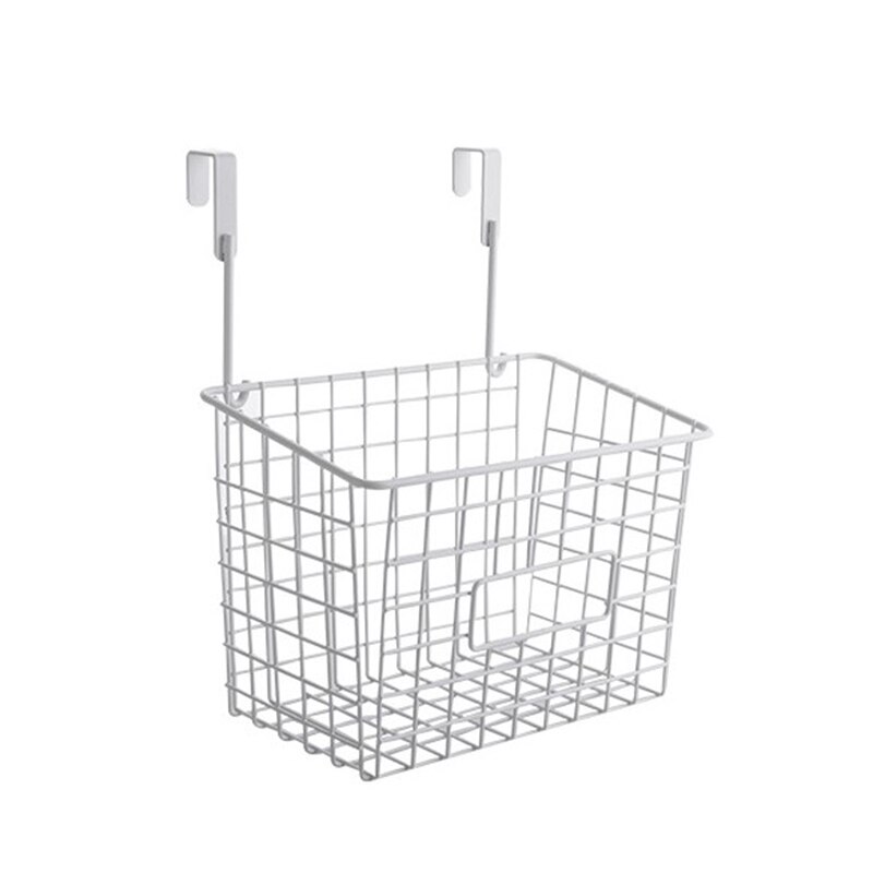 Iron Mesh Shelf Basket Cupboard Cabinet Door Organizer Rack Closet Holders Hanging Under Shelf Home Kitchen Storage Basket Rack: 01white