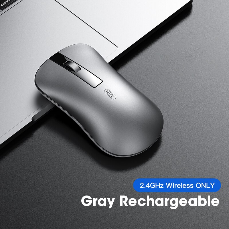 Rechargeable Mouse Wireless Mouse Bluetooth Computer Mouse Silent PC Ergonomic Mice USB Optical Mause Rechargable for Laptop: 2.4GHz ONLY Gray
