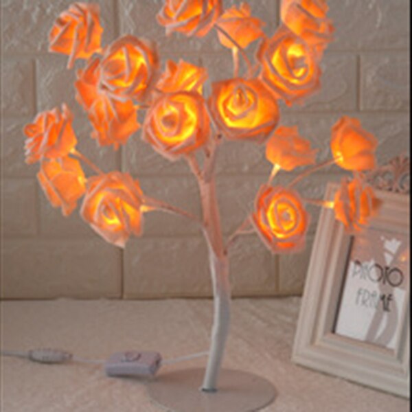 Lámpara de mesa con forma de rosa con flores y árbol de rosas para sala de estar y dormitorio SKD88