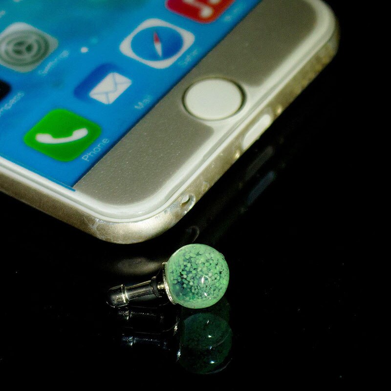 Jack Anti Dust Plug Universal Headphone Dust Cap 1PC Round Colurful Rhinestone Luminous Dust Plug Mobile Phone 3.5mm Earphone