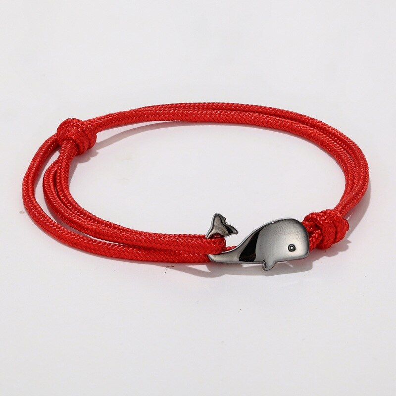 Boho Hand Braided Paracord Bracelet Charms Cute Marine life Whale Braclet For Men Women Multilayer Armband Jewelry Bileklik