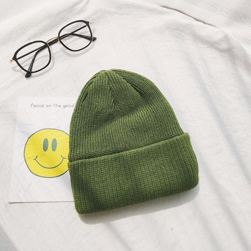 Gorro de punto elástico para hombre y mujer, gorro cálido a la , color verde, para invierno,