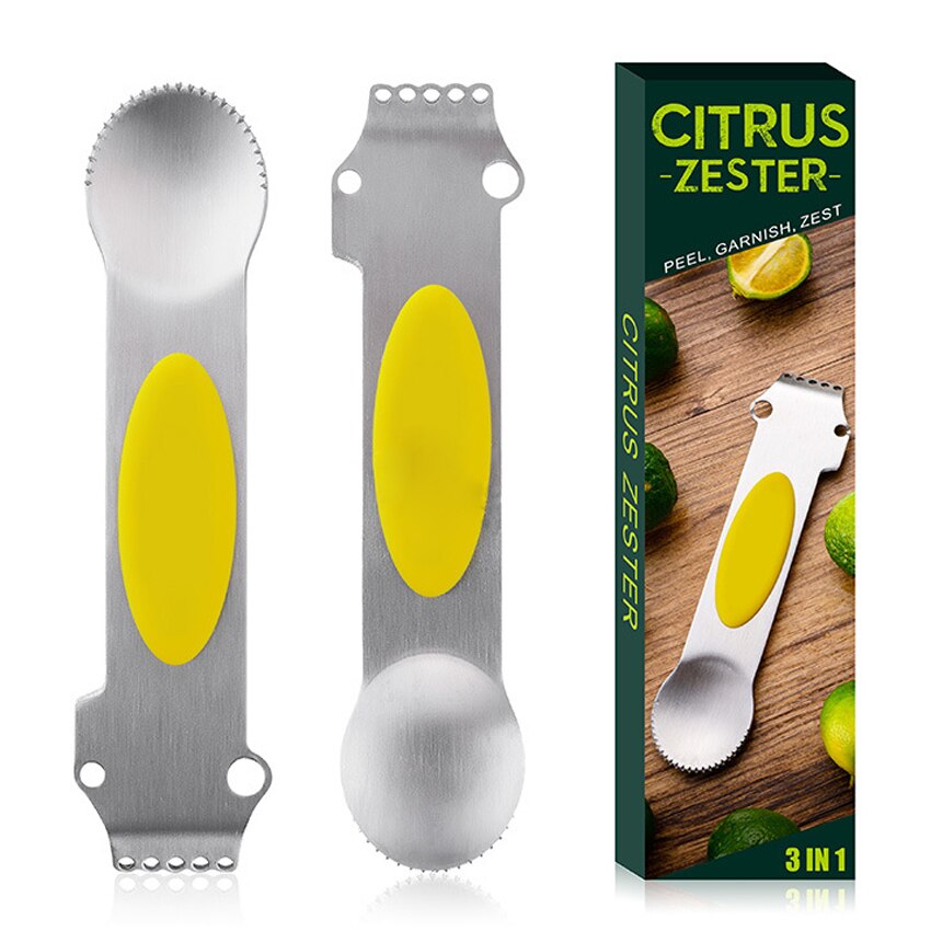 3-in-1 Stainless Steel Lemon Zester Citrus Grater Kitchen Bar Gadget Multi Stainless Steel Blade Grater Zesters Kitchen