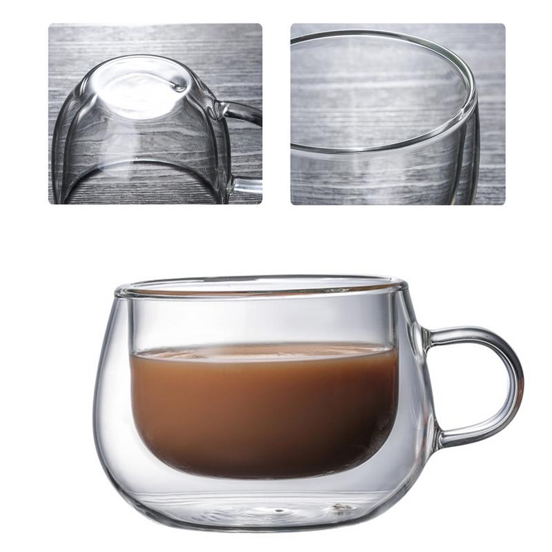 Drinking Glass Tea Cups Double Wall Layer Tea Cup Heat-resisting Round Double Glass Juice Mug Milk Coffee Cup Drinkware