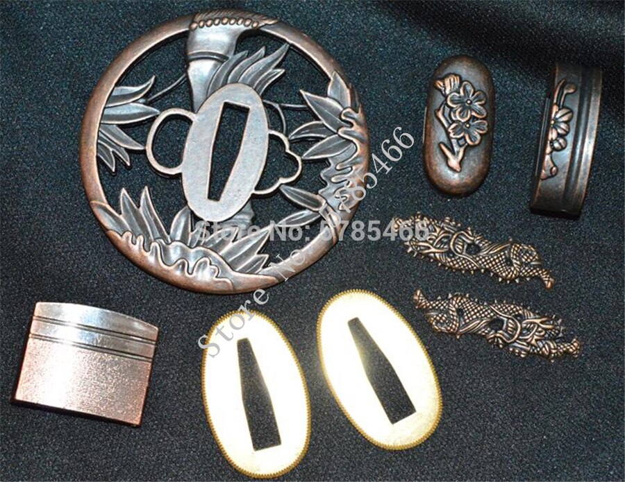 Good Kirsite Sword Hand Guard for Katana/Wakizashi Metal Fittings Set Tsuba+Menuki+Fuchi+Kashira+Handle+Habaki+Seppa