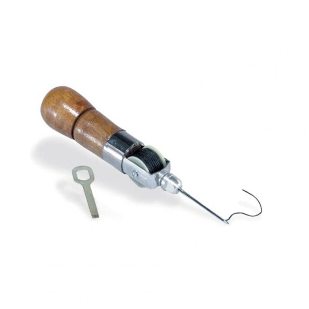 Leather Hand Stitcher Handheld Comfortable to Grip Wood Handle Stitching Awl Set for Thick Fabric Leather Sewing Aw
