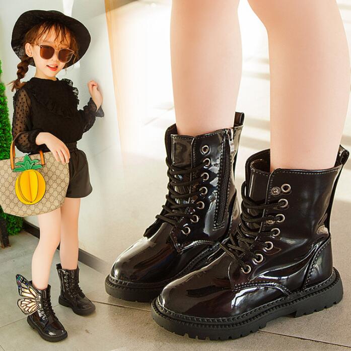 Herbst Winter Art Schuhe PU Leder Wasserdicht FlüGel Martin Stiefel freundlicher Schnee Stiefel Mädchen Jungen Hohe Stiefel Turnschuhe