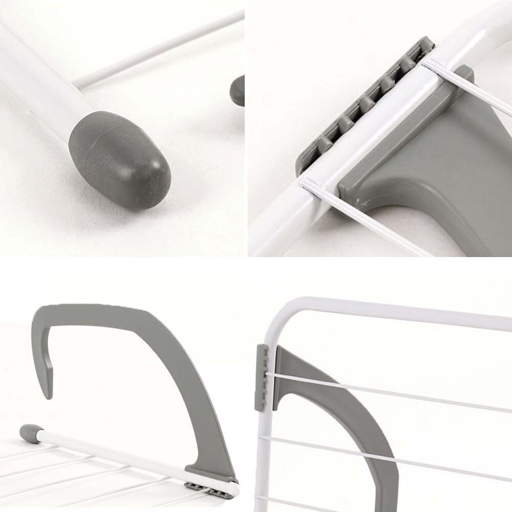 Home Folding Adjustable Radiator Towel Clothes Drying Rack Pole Airer Dryer Drying Rack 5 Rail Balcony Telescopic Laundry Holder