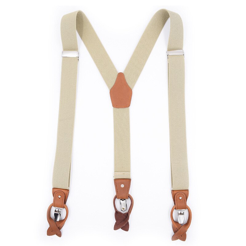 Mænd seler knapper seler herre seler unisex sort læder seler y-back ligas tirantes 3.5*120cm 6 farver