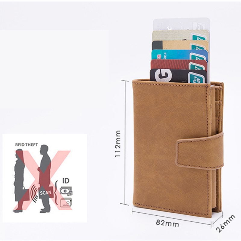 BISI GORO anti rfid Automatic credit card case Multi-function protection porta tarjetas Name Card aluminium men wallet