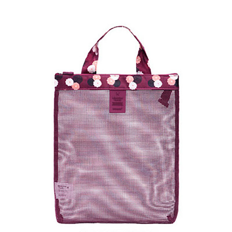 Bolso para natación de malla para mujer, bolsa de cosméticos, bolsa de playa de verano, portátil, juguetes pelota de playa, funda, bolso para natación: Rojo rosado