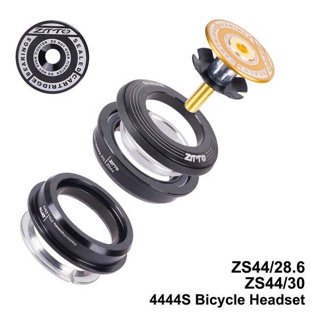 ZTTO MTB Road Bike steering column Headset 44mm 1-1/8" 28.6mm Straight Tube Fork MTB Bike Frame Low Profile Semi-integrated ZS44: gold