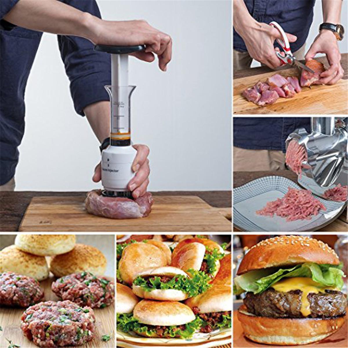 Meat Tenderizer Needle Steak Meat Injector Marinade Flavor Syringe Kitchen Gadgets Meat Tools Seasoning Injection Multi Function