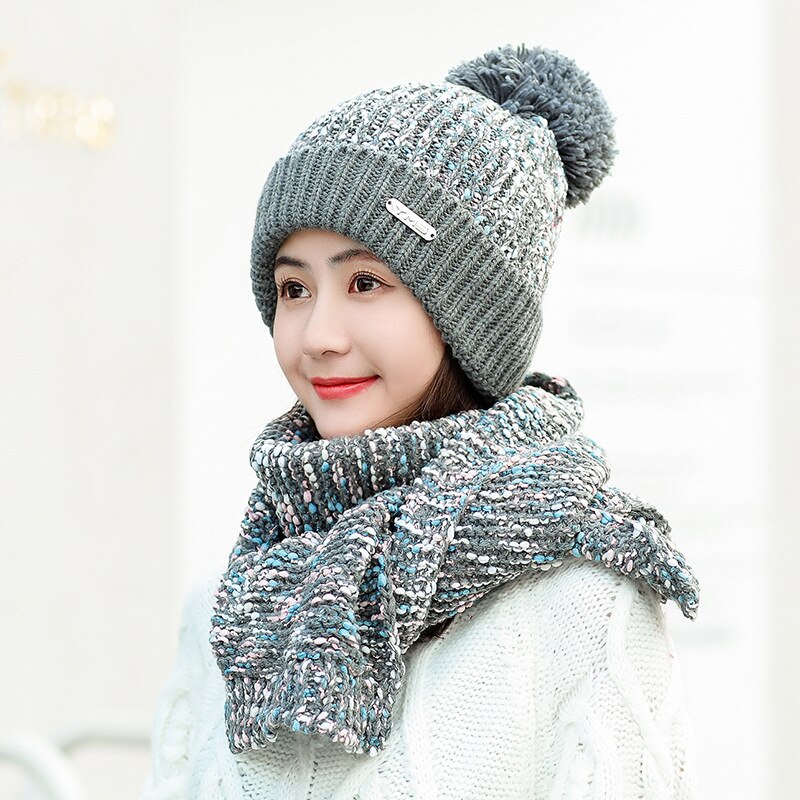 Winter Muts En Sjaal Set Vrouwen Classic Plus Dikke Unisex Aangekleed Winter Hoeden Sjaals Warme Winter Accessoires: green