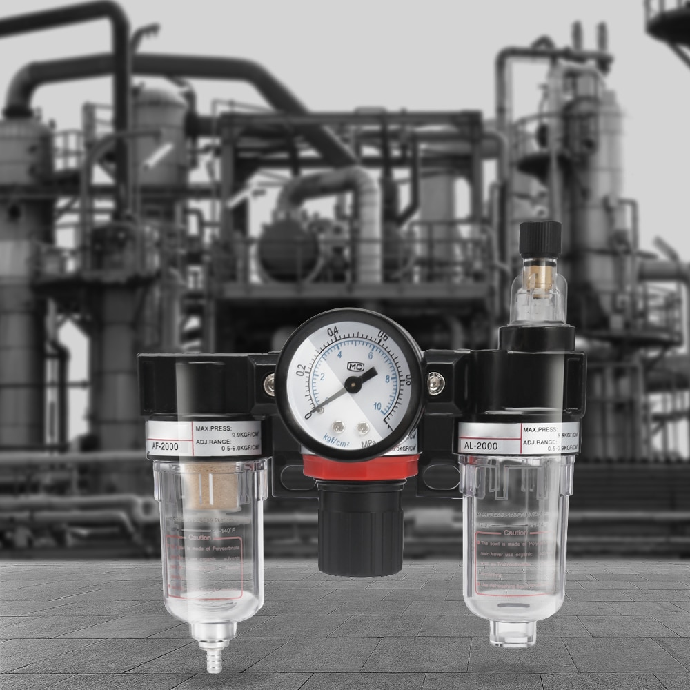 AC2000 1/4 Zoll Luftdruck Filter Regler Öl Wasser Separator Öler Feuchtigkeit Wasser Falle Reiniger Öl-Wasser Separator