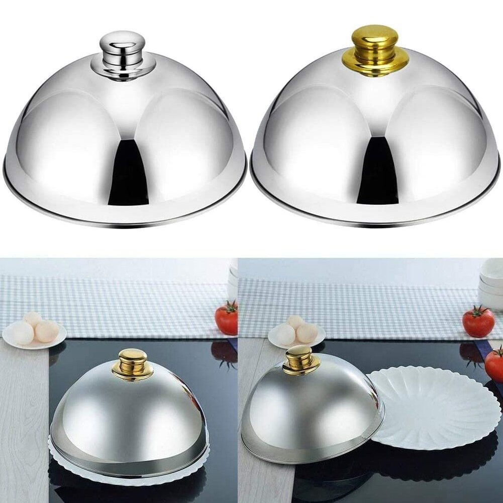 Rostfritt stål cloche mat lock kupol serverings tallrik maträtt middag kupad lock servering fat cloche mat lock  #20