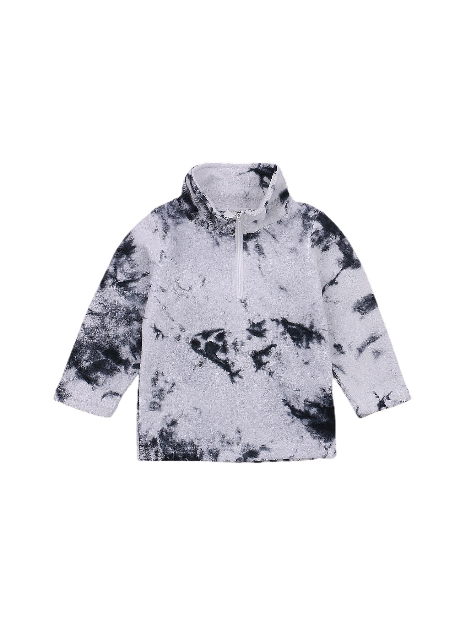 Baby Kid Jongens Meisjes Fleece Tie Dye Bovenkleding, Rits Hoge Hals Sweatshirts: 3 / 3M