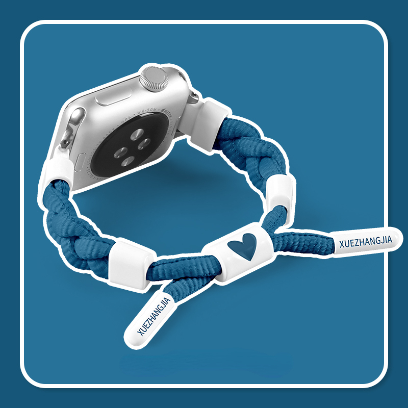 Nylonvevd rem til apple watch-reim sports 45mm 41mm 40mm 38mm løkke fargeblokkerende armbånd til iwatch 8 7 6 5 se klokkereim: Xxl / Blått pulver