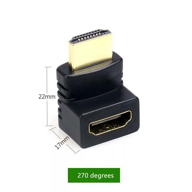 1pc hdmi 90 graus adaptador de ângulo direito hdmi 270 graus hdmi macho para fêmea hdmi cotovelo conector
