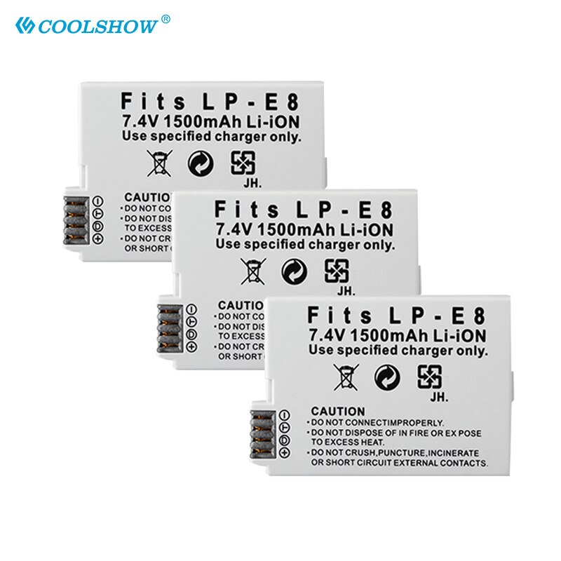 Kameran akku lp -e8 lp e8 lpe 8 canon eos  x4 x5 x6i x7i t2i t4i t5i t3i rebel eos 550d 600d 650d 700d 1500 mah akut