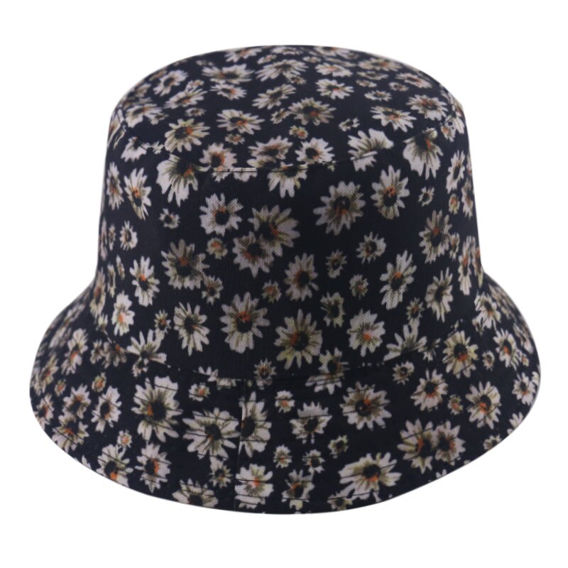Rævemor reversibel sort hvid stribet zebra print spand hatte til kvinder gorras fisherman caps sommer: Blomster