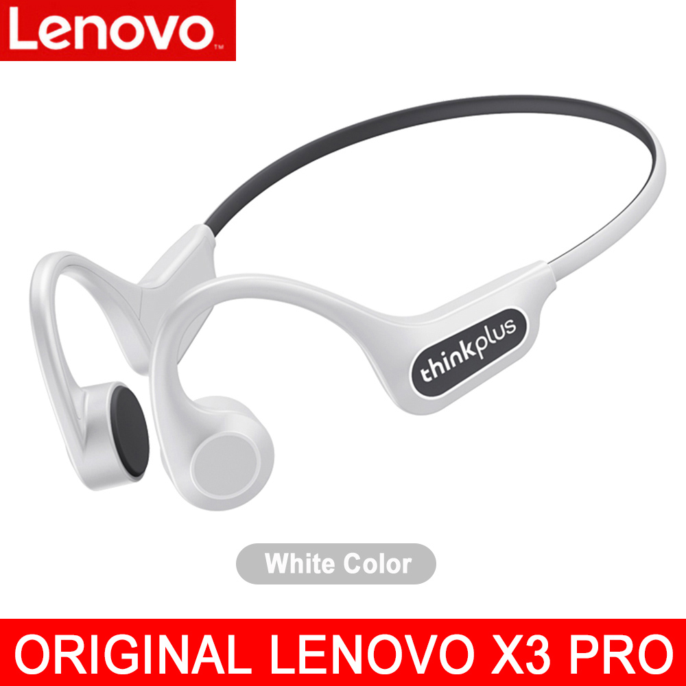 Lenovo X3 Pro Bluetooth 5.3 Bone Conduction Earphones Ear-hook Music Hifi Sports Waterproof Headset with Mic Wireless Headphones: white