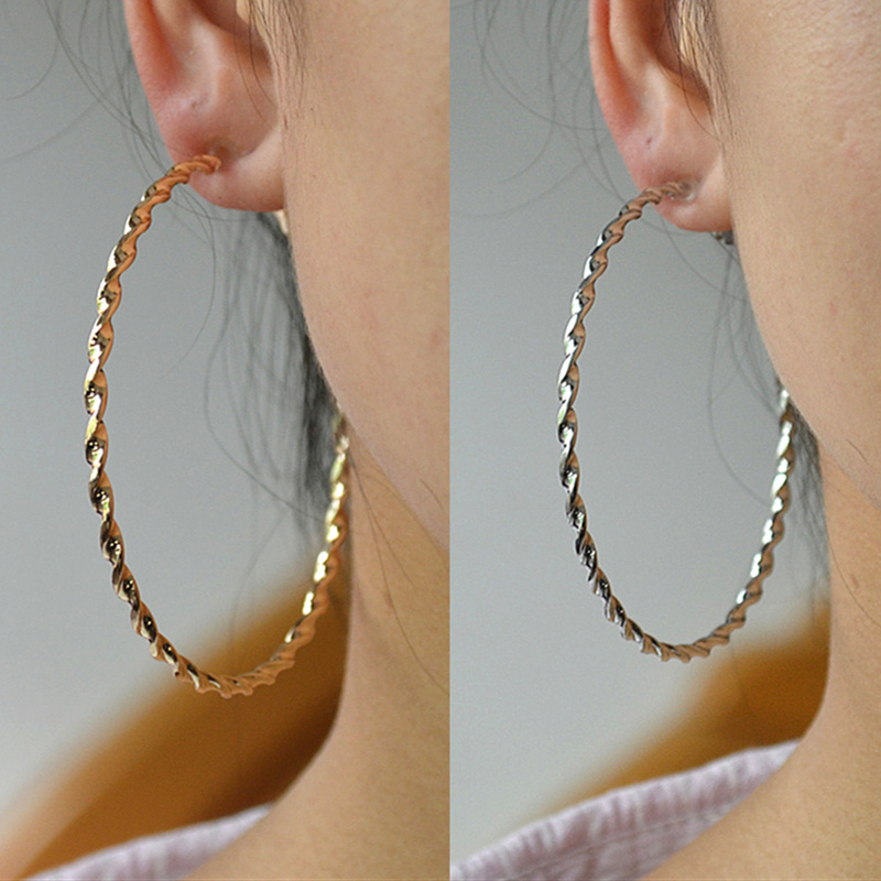 50mm 60mm 70mm Einfache Spirale Große Creolen Für Frauen Aussage Großen Kreis Runde Ohrringe Partei schmuck Mädchen