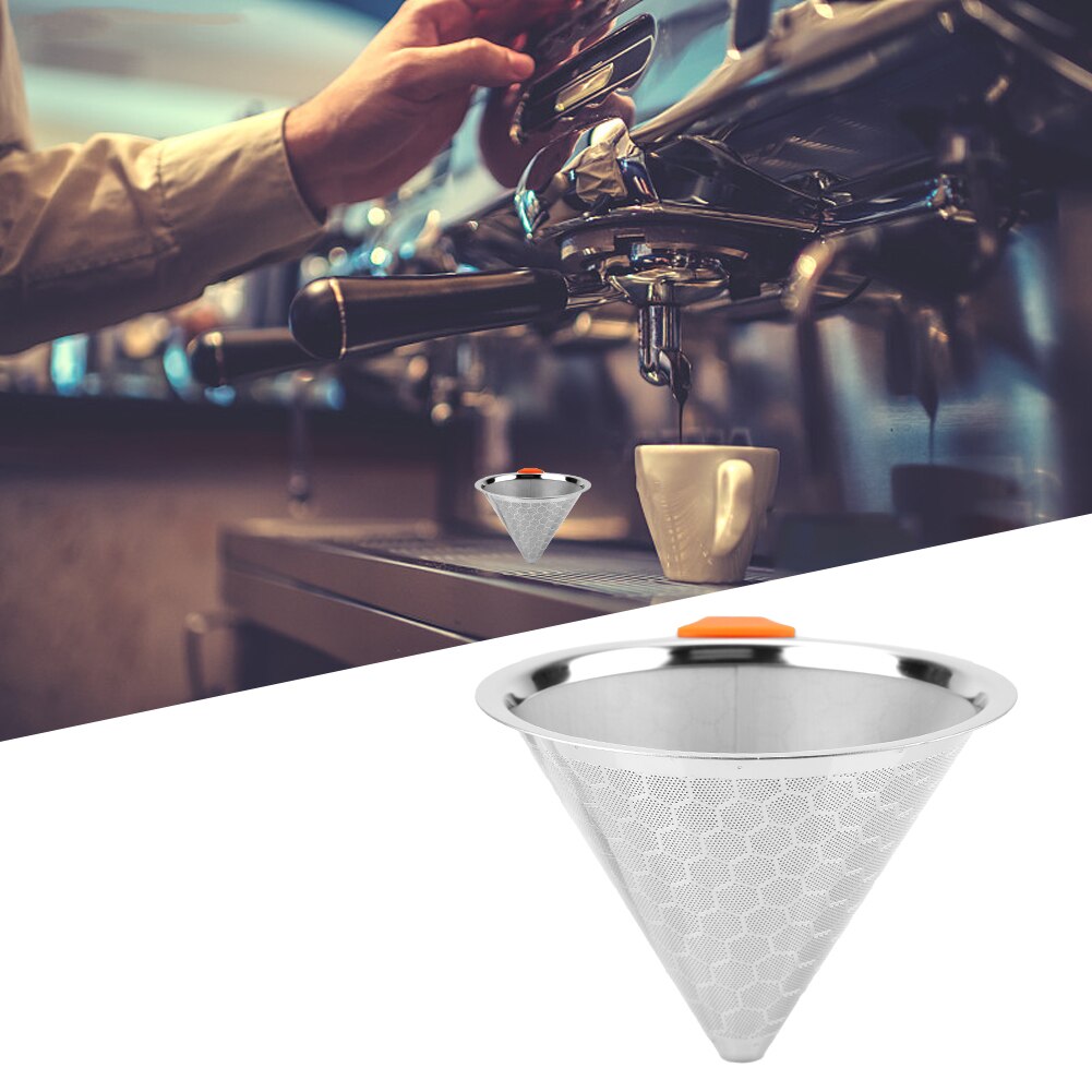 Genanvendeligt kaffefilter rustfrit stål metalnet tragtkurve drif kaffefiltre drypper  v60 dryp kaffefilterkop